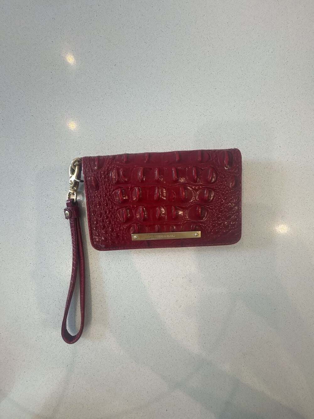 Brahmin Red Croc Embossed Leather Wristlet Wallet